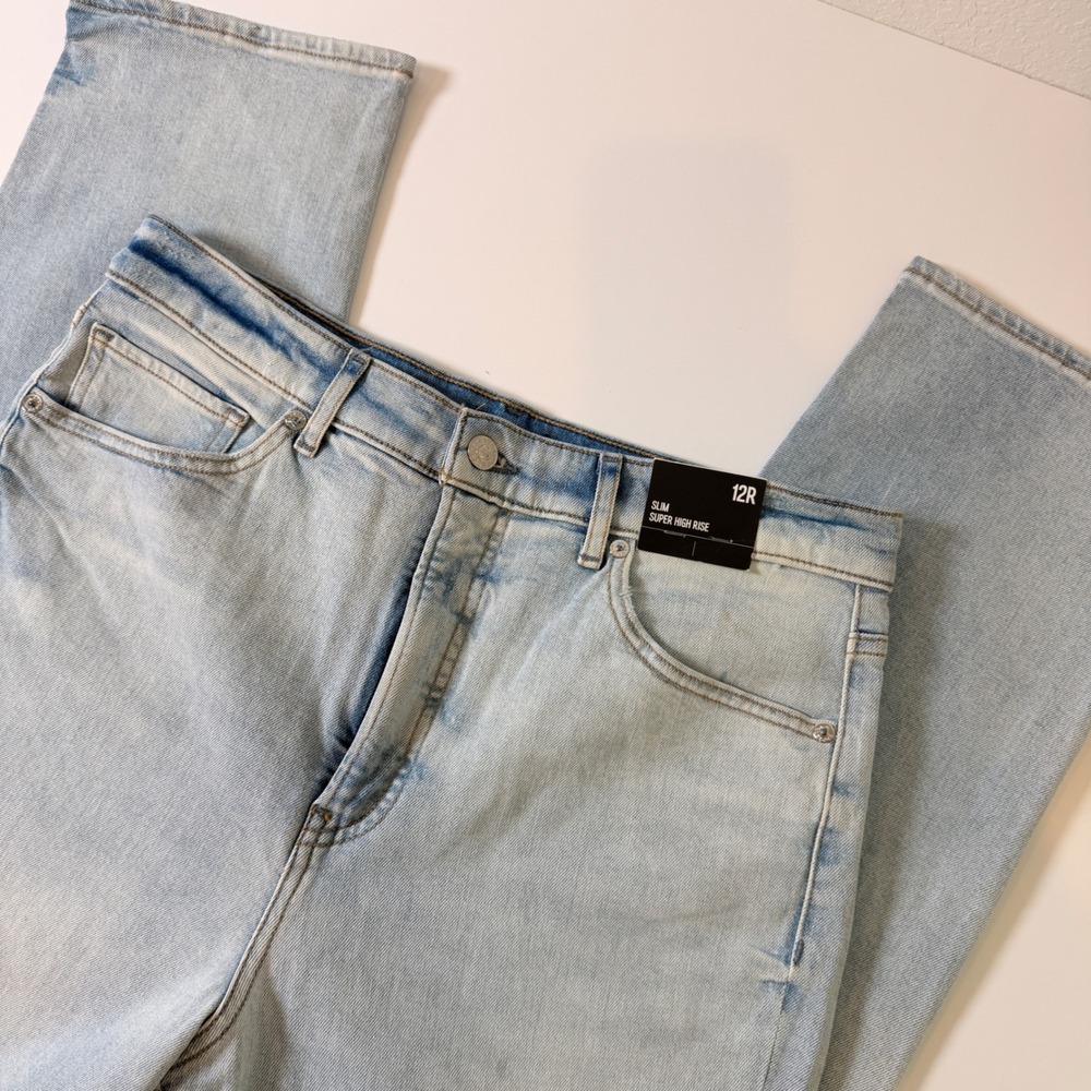 Express‎ Slim Super High Rise Jeans Light Wash Denim Women 12R